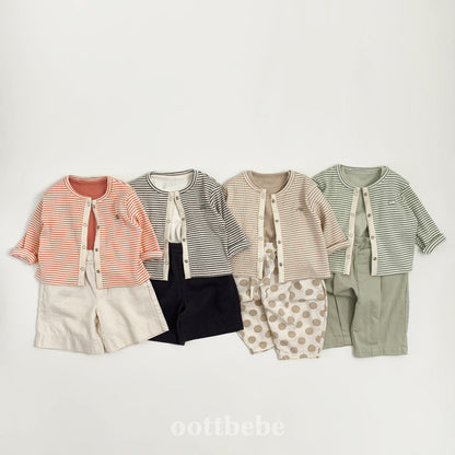 Ribbed Stripe Set (Cardigan & T-shirt)